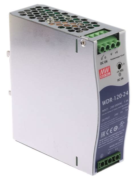 Wdr 120 24 Mean Well Mean Well Wdr Switch Mode Din Rail Power Supply