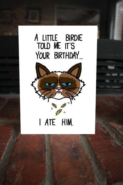 Funny I Ate Him Birthday Card Cute Grumpy Cat Meme B Day Card