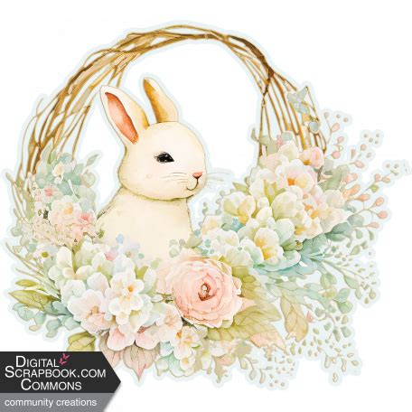 Easter Bunny Floral Wreath Graphic By Chitra David Digitalscrapbook