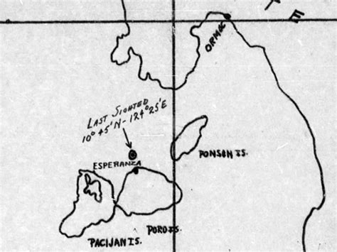 Pacific Wrecks Enlargement Of Map Of P L Lightning Missing