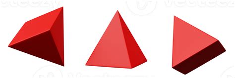 D Side Pyramid Red Realistic Rendering Of Basic Geometry Object