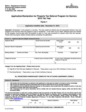 Fillable Online Pxw1 Snb BApplicationb For Property Tax Deferral