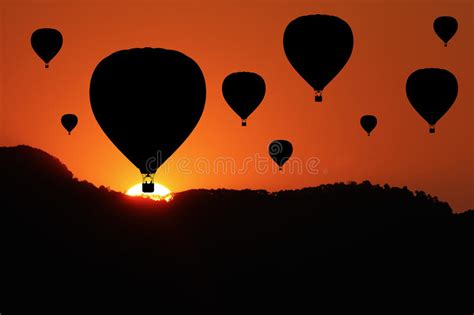 Silhouette Of Hot Air Balloons Stock Photo Image Of Silhouette