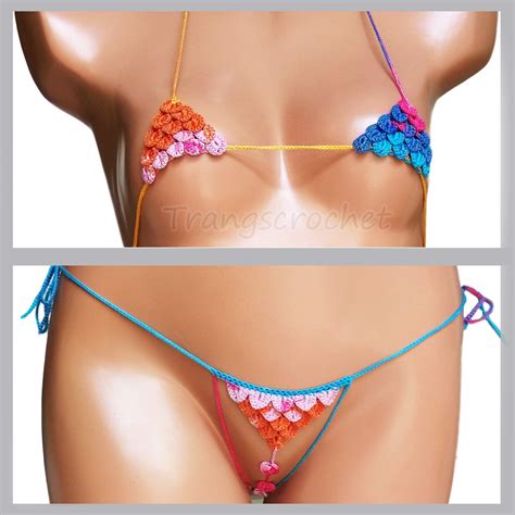 Buy Trangscrochet Crochet Extreme Micro G String Bikini Rainbow Mermaid