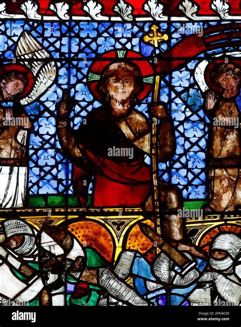 Strasbourg Cathedral. Stained glass. Christ in Majesty. 14 th century ...