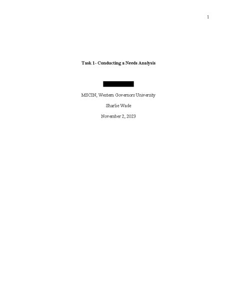 D Task Passed Task Conducting A Needs Analysis Shelby