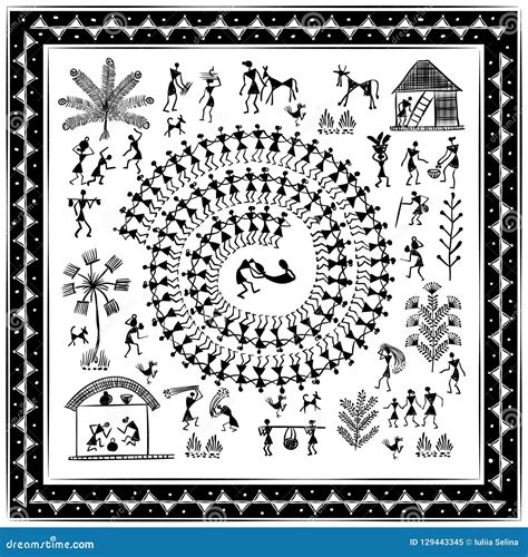 Warli Tribal Art Stock Vector Illustration Of Festival 129443345