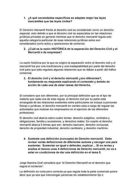 Derecho Mercantil Y Civil 1 A qué necesidades específicas se