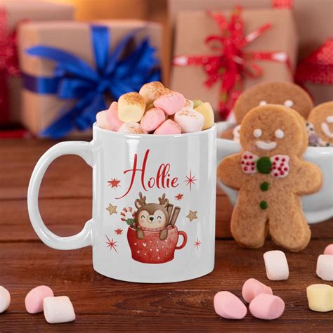 Custom Name Hot Cocoa Mug Christmas Personalized Hot Etsy
