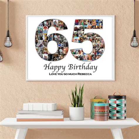 65th Birthday Photo Collage Number Photo Collage 65th Etsy