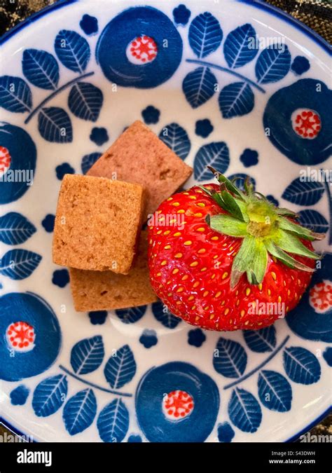 Strawberry Cookies And A Strawberry In A Bowl Stock Photo Alamy