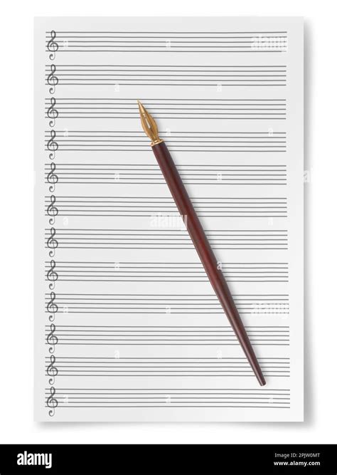 Blank Sheet Music Composition Manuscript Staff With Dip Pen Isolated On