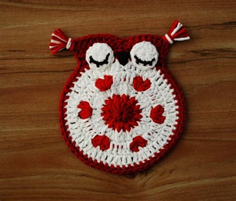 Hibou Au Crochet Applique Au Crochet Sous Verres Au Crochet Coeur Au