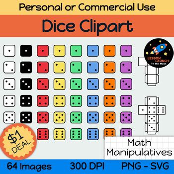 6 Sided Dice (Die Template) - Clipart by Lesson Launch | TPT