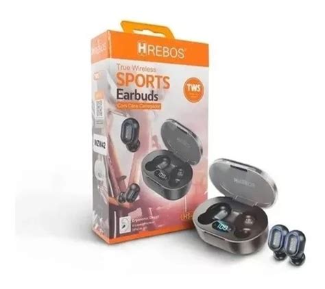 Fone De Ouvido Bluetooth Sem Fio Earbuds Hrebos Hs 650 Preto