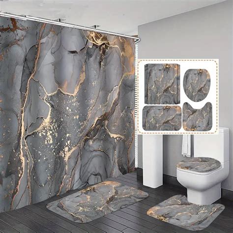 Shower Curtain Sets Bathrooms Crackle Golden Texture Temu United Kingdom