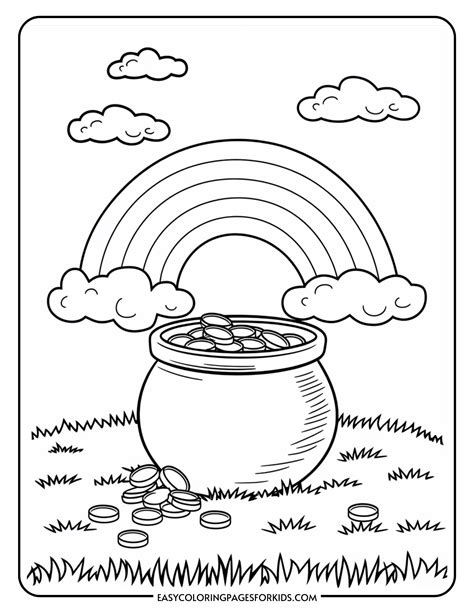 Pot of Gold Coloring Pages Printable (10 Free PDF Pages) - Easy