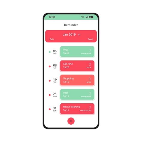 Premium Vector Reminder App Smartphone Interface Vector Template