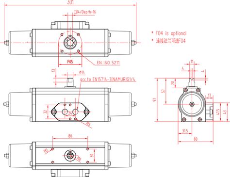 Single Action Scotch Yoke Pneumatic Actuators Pneumatic Electric Actuator