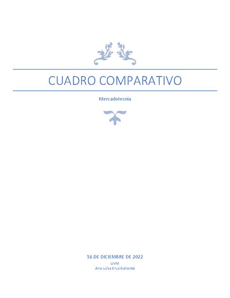 Cuadro Comparativo Cuadro Comparativo Mercadotecnia De Diciembre