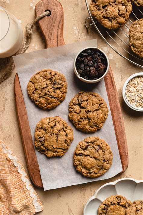 Thin And Crispy Vegan Oatmeal Raisin Cookies Ellie Likes Cooking