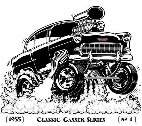 55 Chevy Gasser On Behance Car Drawing Pencil Cycle Drawing Cartoon Car Drawing Dope Cartoon