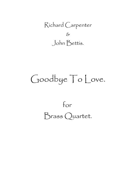 Goodbye To Love Sheet Music The Carpenters Brass Ensemble