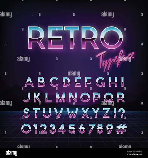 Tipo De Letra Retro Futurista 80s Estilo Alfabeto Vectorial