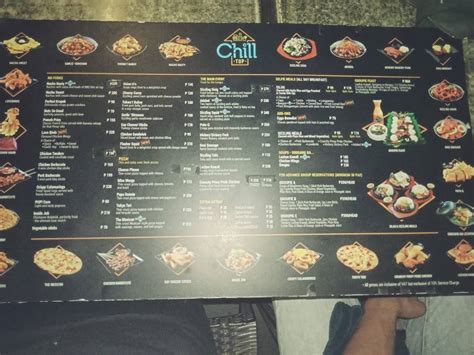 Menu At Chill Top Cubao Roofdeck Restobar Quezon City P Tuazon