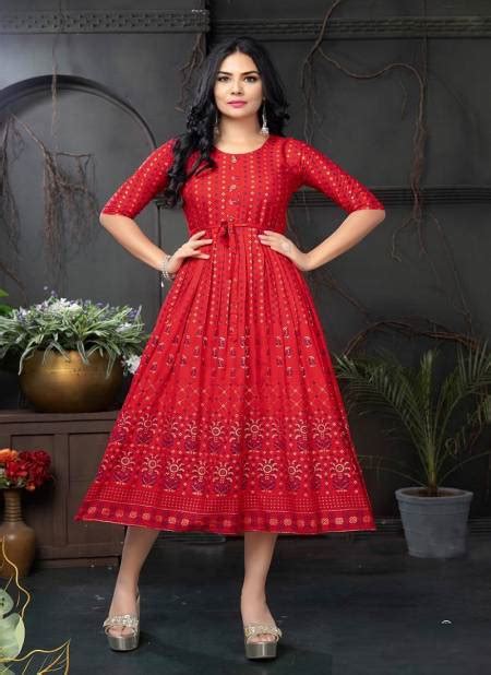 Golden Malini Printed Anarkali Kurtis Catalog The Ethnic World