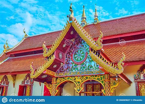 The Porch With Mirror Mosaic And Carvings Wat Khuan Khama Chiang Mai