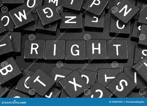 Black Letter Tiles Spelling The Word X Right X Stock Photo