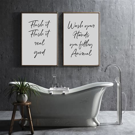 Bathroom Print Set Of 2 Bathroom Wall Art Bathroom Wall Etsy