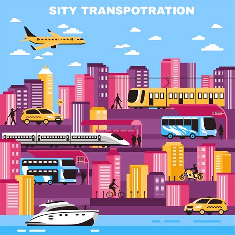 City Transportation Vector Illustration Vector Art At Vecteezy