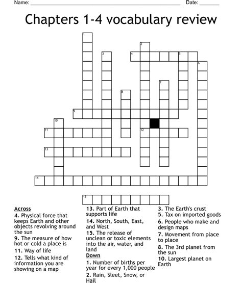 Chapters Vocabulary Review Crossword Wordmint