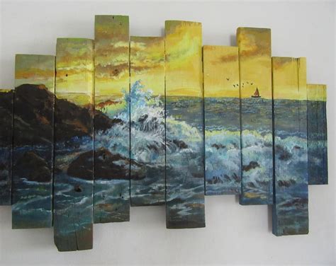 Ocean Painting Pallet Art Nautical Decor Seascape Original | Etsy