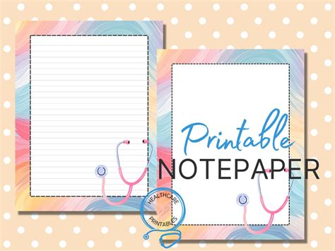 Pastel Nurse Printable Stationery HP-PS100B From the Desk of Lined and ...