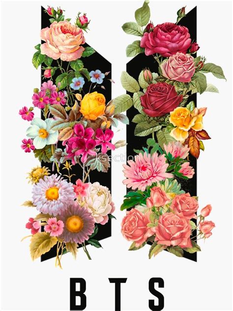 Bts New Logo Spring Flowers V4 Black Multiproducto De Ksection Bts Wallpaper Bts Fanart Bts