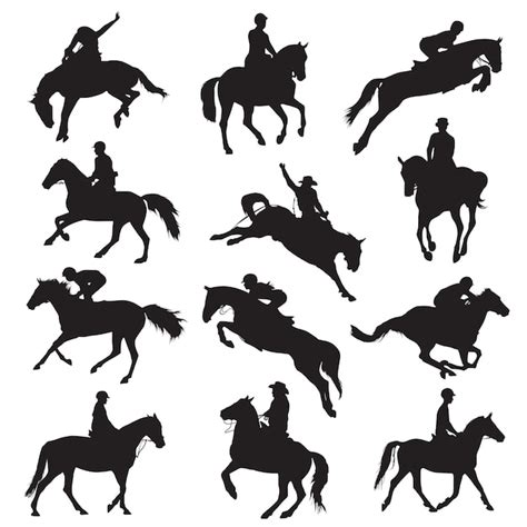 Premium Vector | Rider horse silhouette clip art