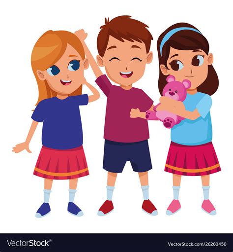 Kids Friends Playing And Smiling Cartoons Vector Image