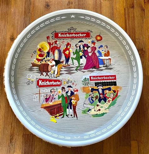 1960s Mid Century Knickerbocker German Beer Metal Serving Tray Vintage