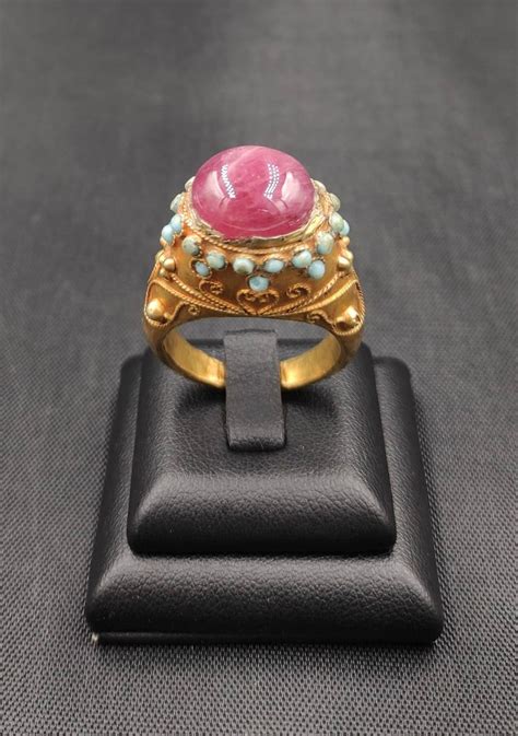 20k Gold Mughal Empire Wonderful Unique Ring With Natural Ruby Etsy