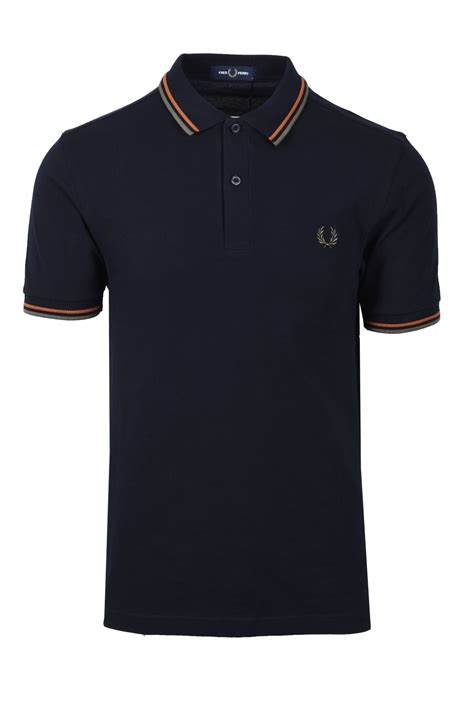 Fred Perry Twin Tipped Polo Shirt Navynut Flakefield Green M3600