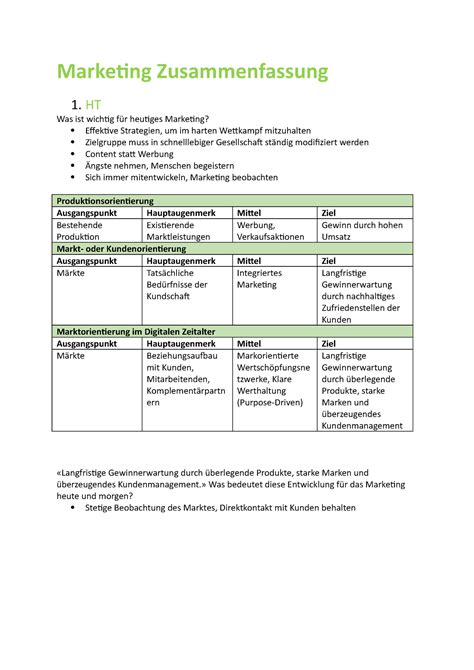 Marketing Zusammenfassung BOEK Marketing Zusammenfassung 1 Was Ist