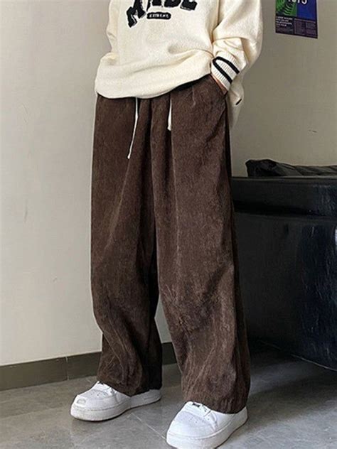 Mens Corduroy Solid Casual Pants Streetwear Men Outfits Pants Outfit Men Baggy Clothes