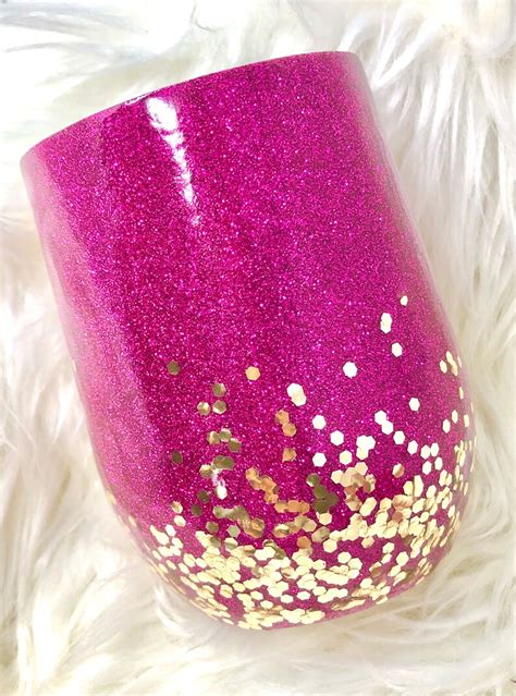 Glitter Wine Tumbler Ombré Tumbler Personalized Tumbler Etsy