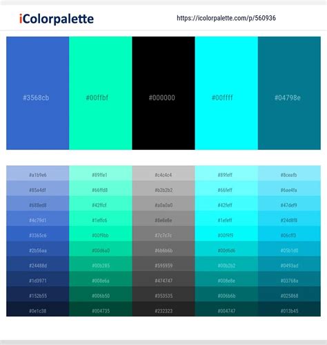 75 Shades Of Cyan Color Names Hex Rgb Cmyk Codes 50 Off