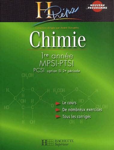 Chimie 1ère année MPSI PTSI PCSI option SI 2e période Cours et