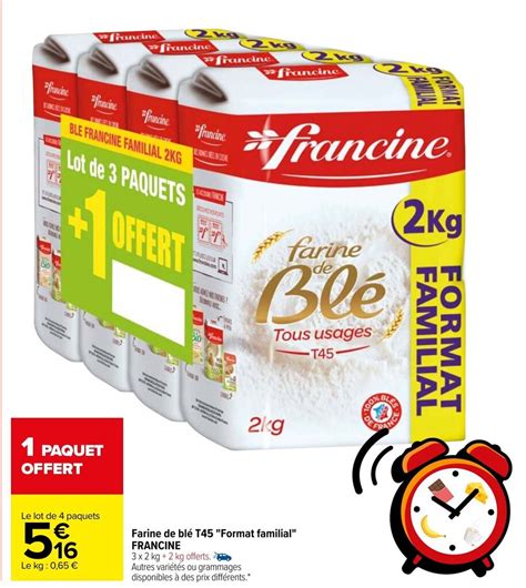 Promo Farine De Blé T45 Format Familial Francine chez Carrefour