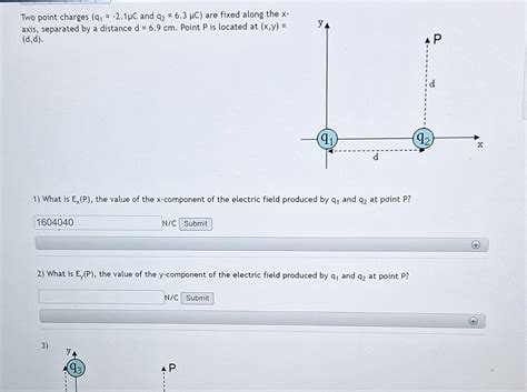 Solved Two Point Charges Q1−21μc And Q263μc Are Fixed